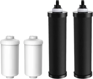 Replacement Purification Water Filter, Replacement for Berkey BB9-2 Black Filters and Fluoride Filters (PF-2) Combo Pack, 4 Pack, 1, Black/White