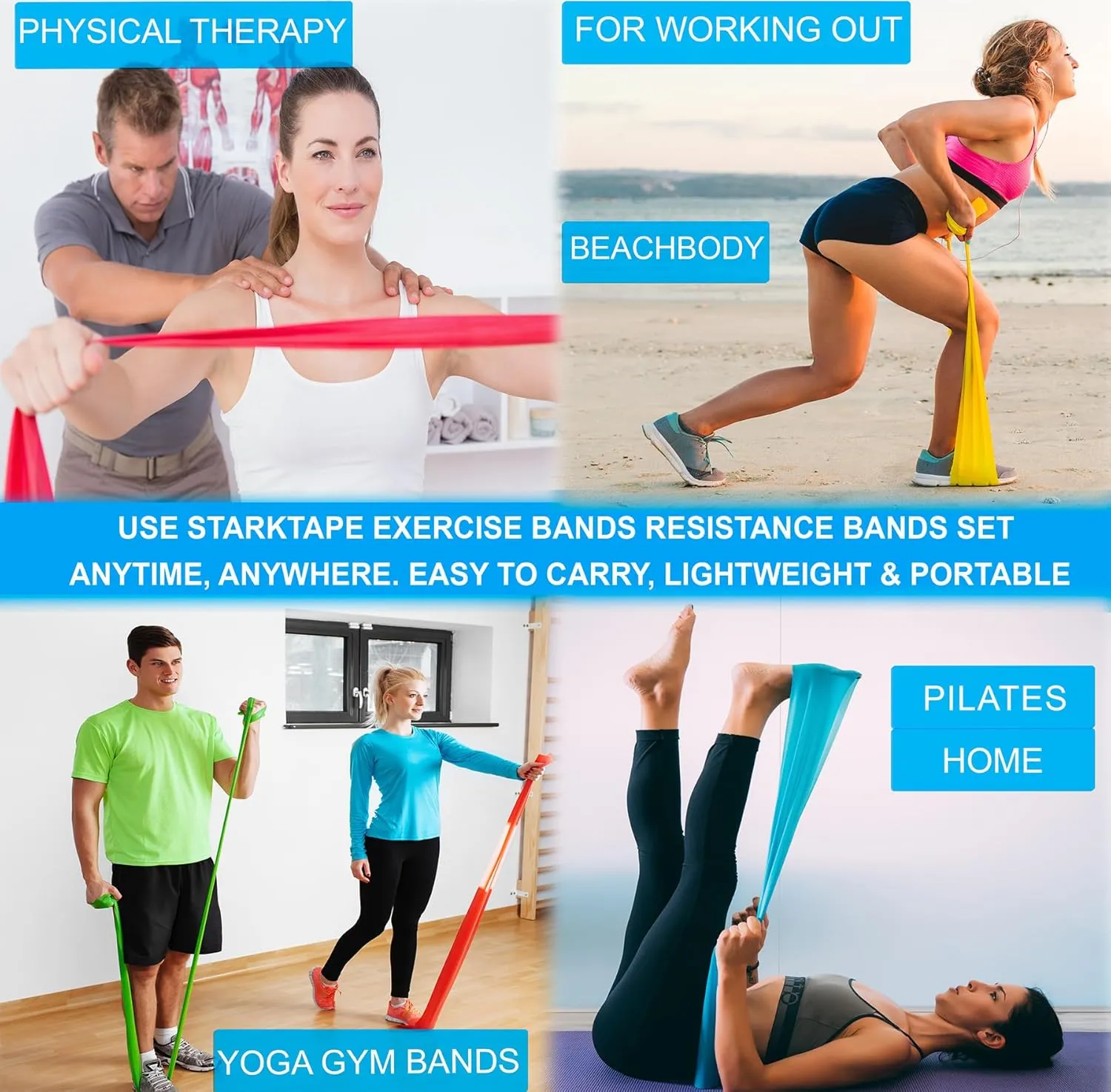 Resistance Bands Professional 8,16, 25, 50 Yards Bulk Rolls. Latex-Free Elastic Physical Therapy Band. No Scent, No Powder - Perfect for Home Exercise, Yoga, Pilates, Gym, Rehab, Workout