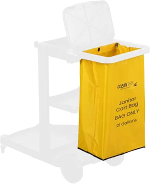 Restaurantware-Janitor CART Bag ONLY: Clean Tek Professional 16.93 x 10.63 x 29.53 Inch Janitorial Cart Bag, 1 Heavy-Duty Bag - Janitor Cart Sold Separately, Durable, Yellow Plastic Replacement Bag
