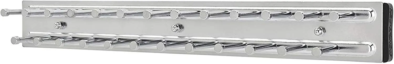 Rev-A-Shelf Pullout 14 Inch Side Mount Extending Closet Tie and Belt Organization Storage Rack Holder for Up to 25 Ties, Chrome, TRC-14CR