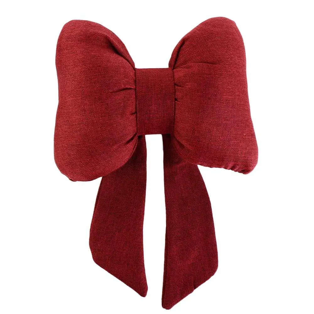 Ribbon Bow Car Neck Pillow – Linen Streamer Design, Ergonomic Cotton Comfort for Kids & Adults