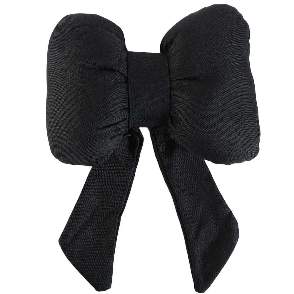 Ribbon Bow Car Neck Pillow – Linen Streamer Design, Ergonomic Cotton Comfort for Kids & Adults