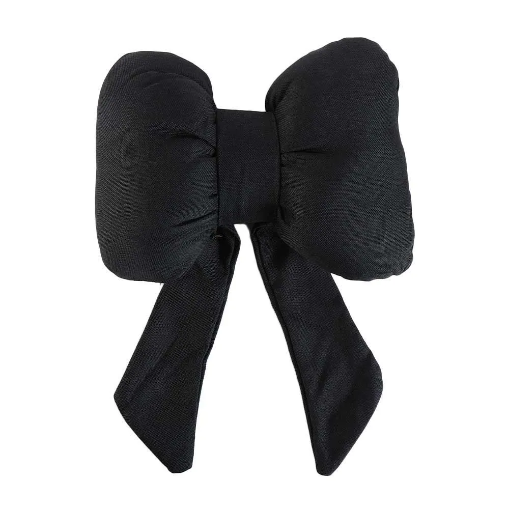 Ribbon Bow Car Neck Pillow – Linen Streamer Design, Ergonomic Cotton Comfort for Kids & Adults