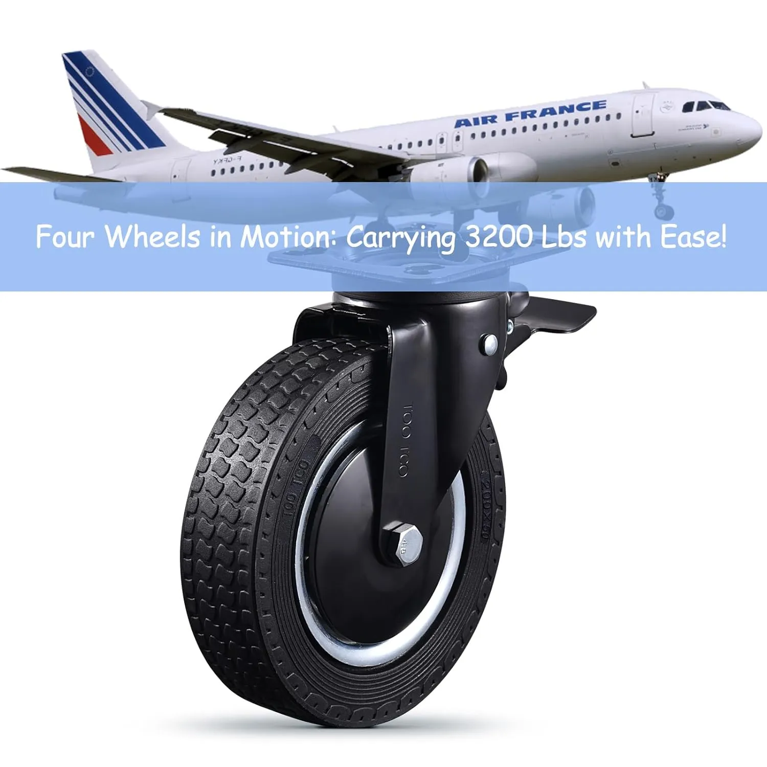 Rigid 8 Inch Caster Wheels Set of 4 Heavy Duty Industrial Swivel Locking Casters 3200 Lbs Load Capacity, Fixed Black Rubber Wheels for Cart, Furniture, Workbench - Bolts & Screws Included…