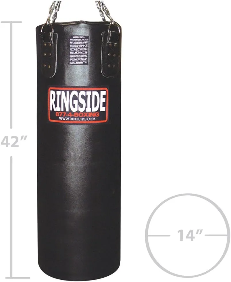 Ringside Leather Boxing Muay Thai MMA Fitness Workout Training Kicking Punching 65 lb. Heavy Bag - Soft Filled