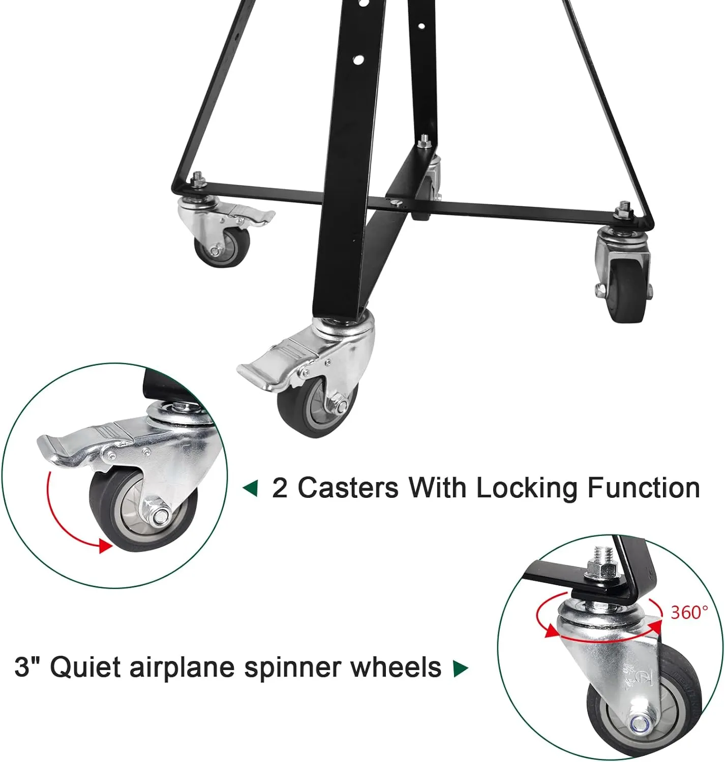 Rolling Cart for Kamado Joe Junior 13.5" Grill Stand for Kamado Joe Accessories, Rolling Nest with Heavy Duty Locking Caster Wheels Powder Coated Steel for Smoker Kamado Grill Stand Black