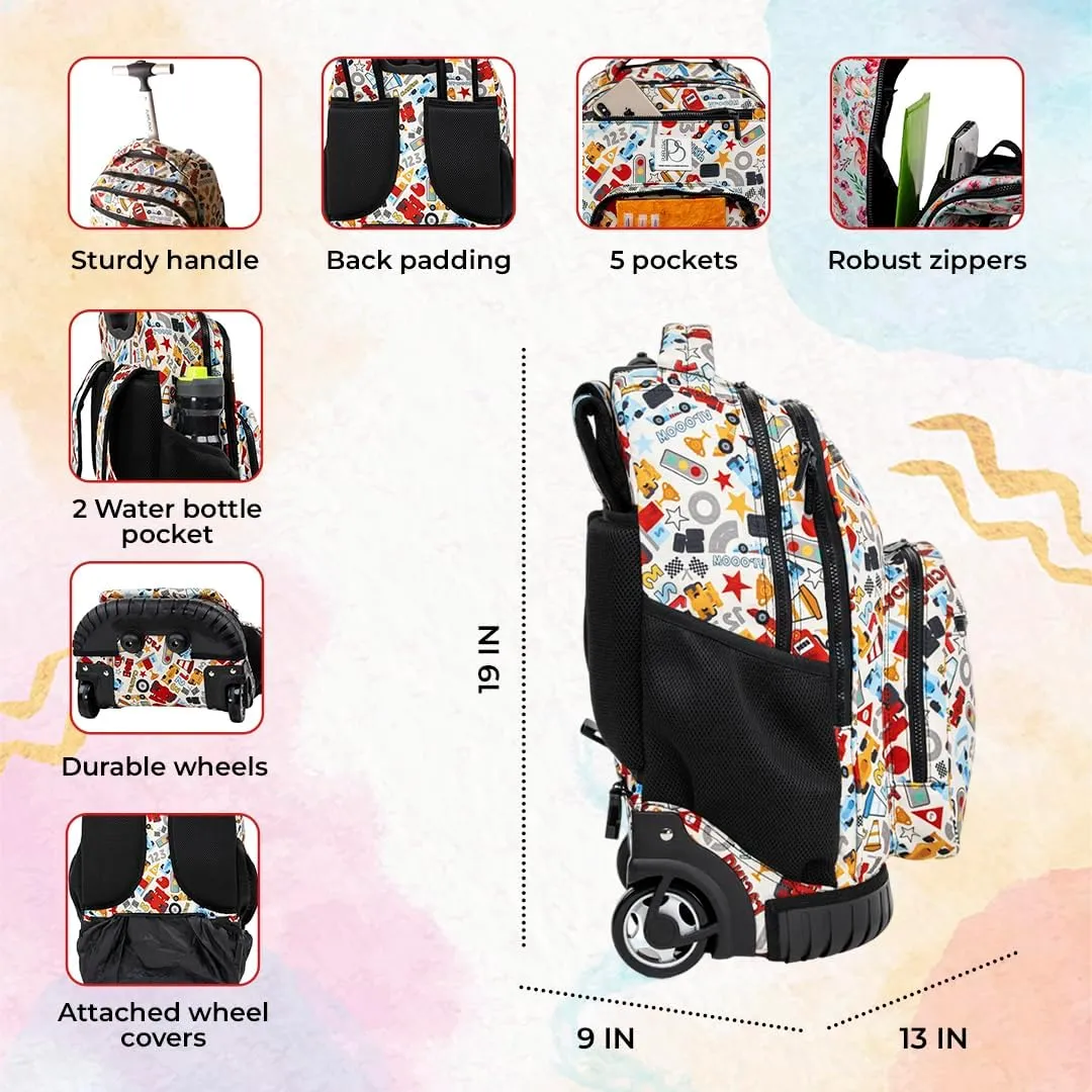 Rolling Trolley Backpacks (Racing Track)