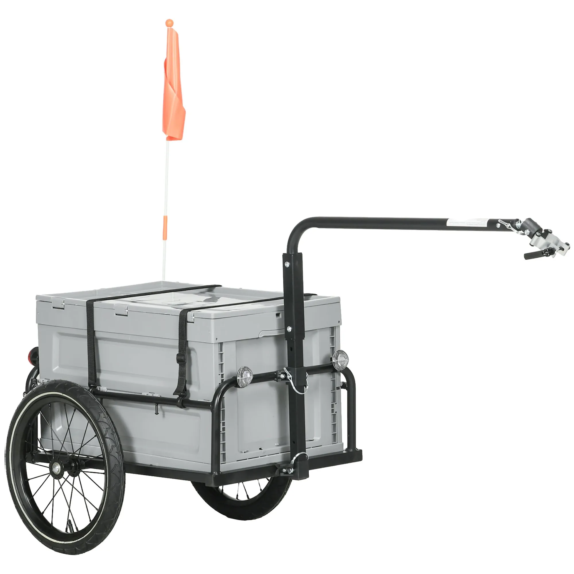Rootz Bicycle Trailer - Bike Cart - Cargo Trailer - Removable 65L Box - Safety Reflectors - 145cm x 61cm x 76/81cm - Max Load 40KG