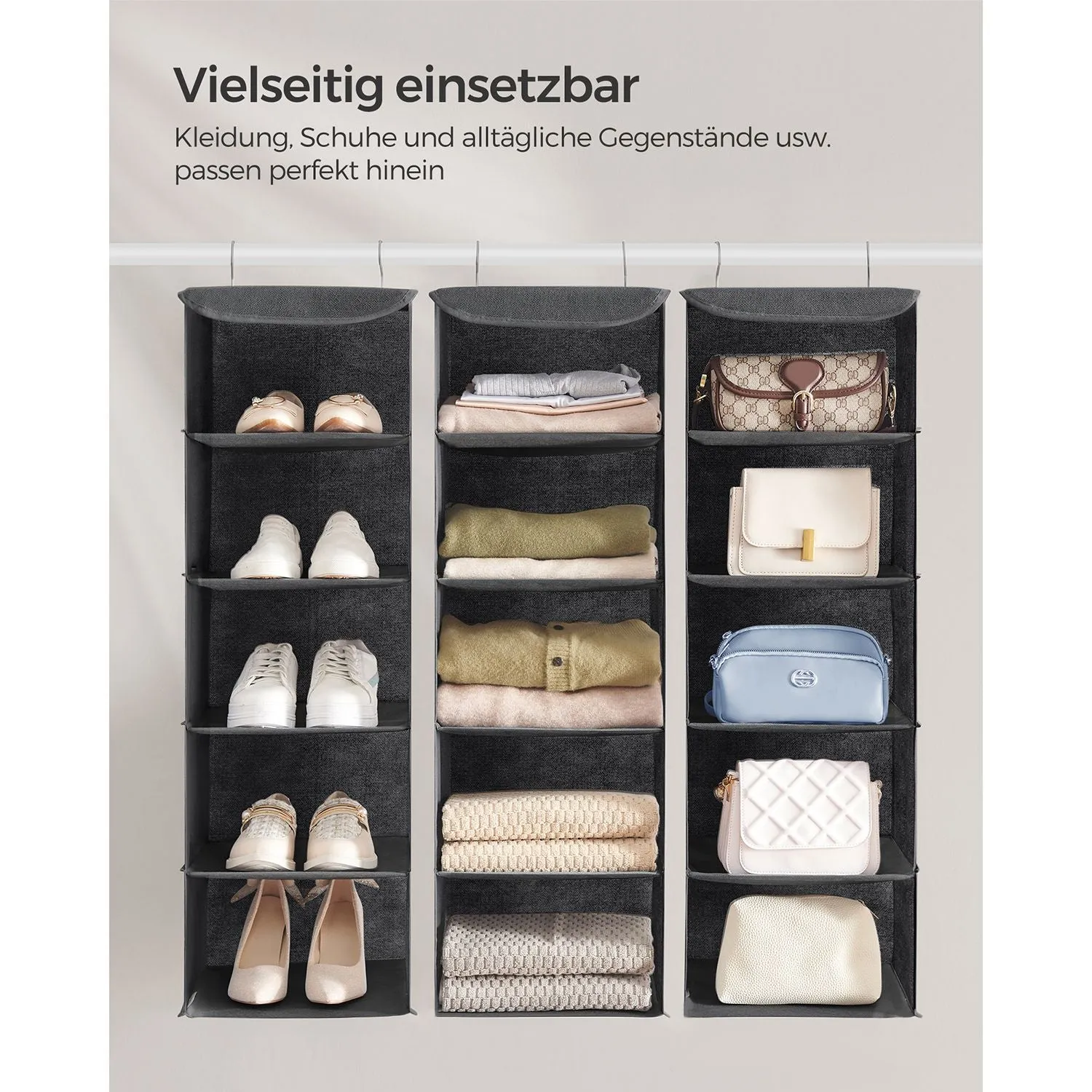 Rootz Hanging Organizer Set - Closet Organizers - Storage Bins - Durable Material - 30cm x 30cm x 90cm