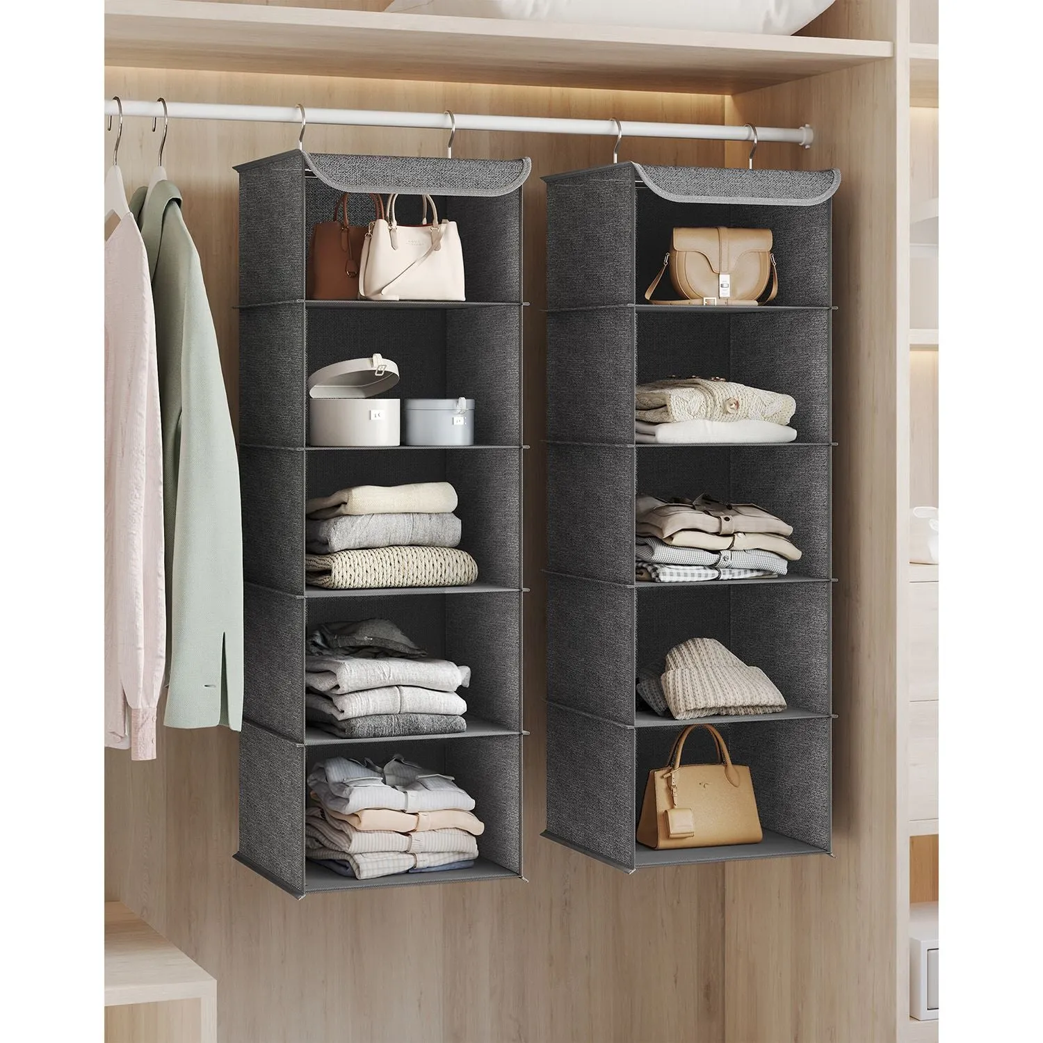 Rootz Hanging Organizer Set - Closet Organizers - Storage Bins - Durable Material - 30cm x 30cm x 90cm