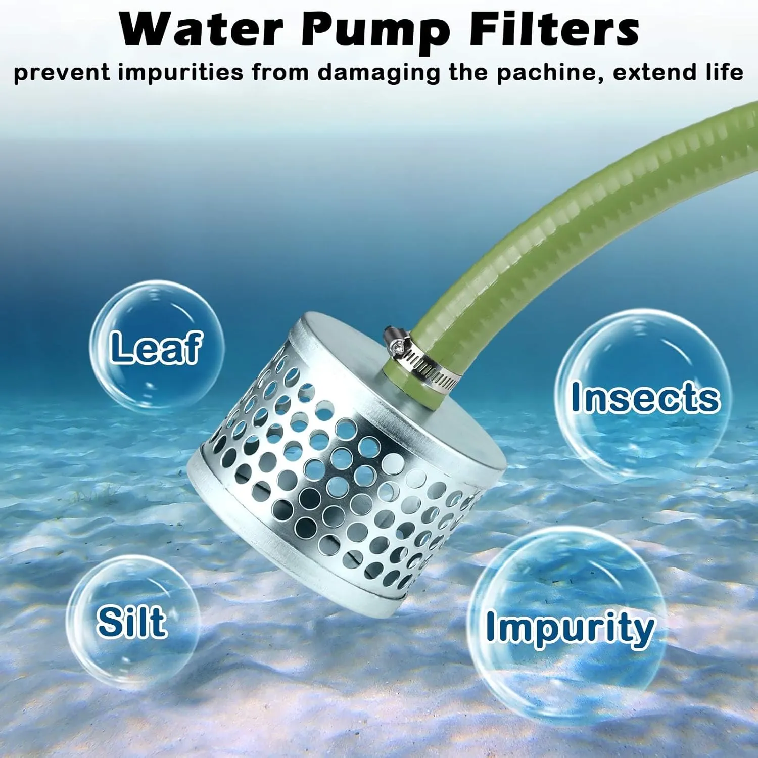 Round Hole Suction Strainer Filter Carbon Steel Plated NPT Thread Hose Water Pump Inlet Strainer for Remove Debris Trash Reduces Solids Entering (2 Inch)