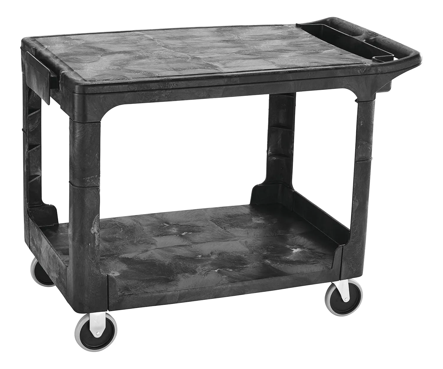Rubbermaid Commercial Products 2-Shelf Utility/Service Cart Medium Flat Shelves Storage Handle 500 lbs. Capacity for Warehouse/Garage/Cleaning/Manufacturing