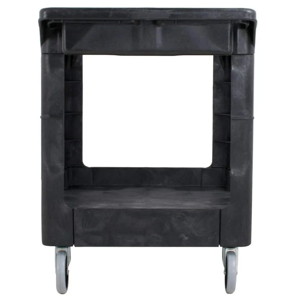 Rubbermaid Commercial Products 2-Shelf Utility/Service Cart Medium Flat Shelves Storage Handle 500 lbs. Capacity for Warehouse/Garage/Cleaning/Manufacturing