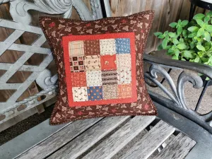 Rustic Civil War Patchwork Pillow, 16 inch square