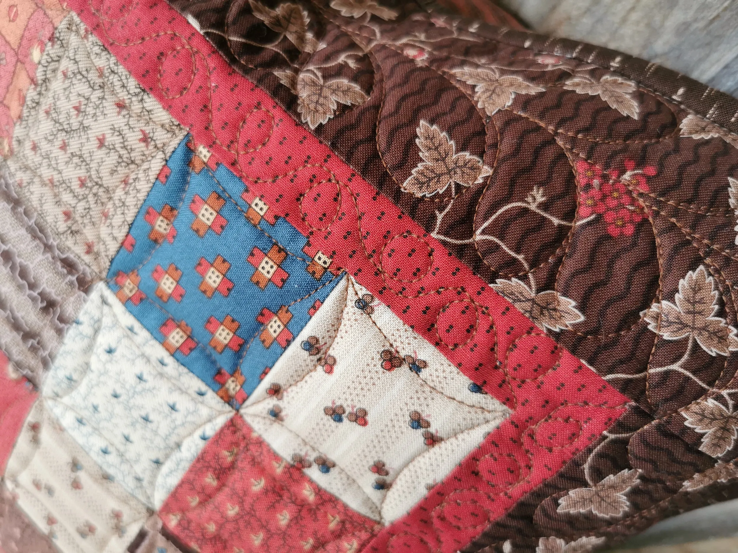 Rustic Civil War Patchwork Pillow, 16 inch square