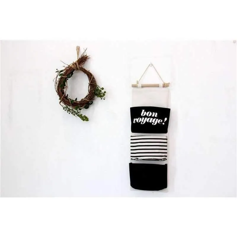 Rynx | 60*20cm Cotton Letters Printed Hanging Organizer for Cosmetic Items Foldable Storage Bag Home Storage & Organization