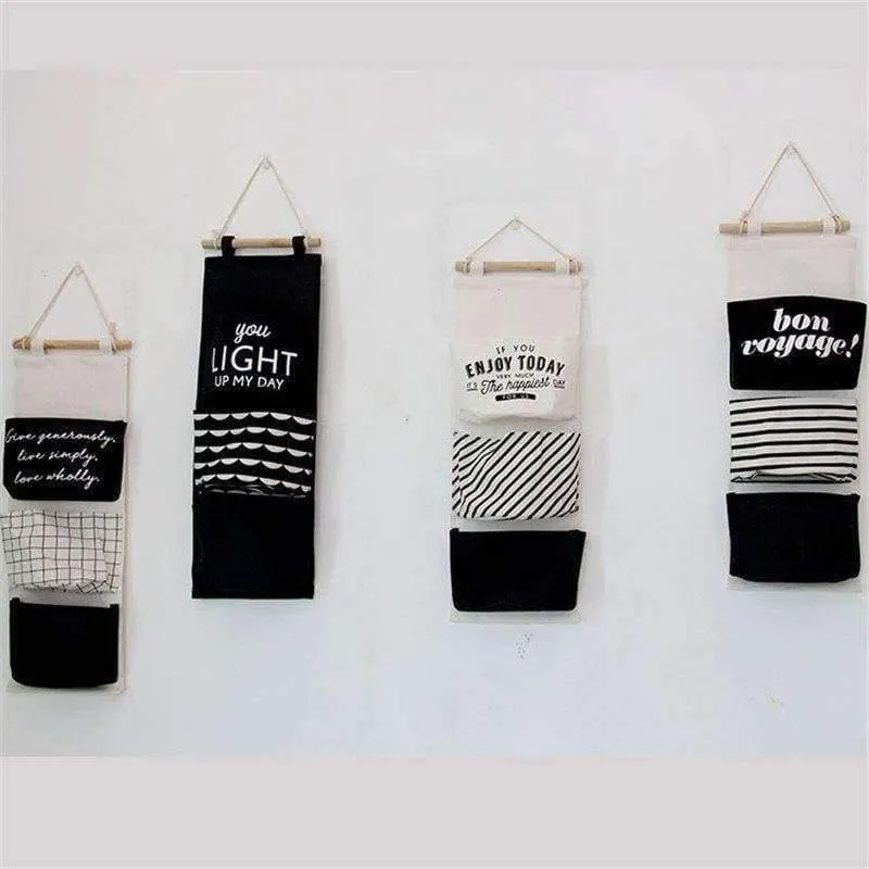 Rynx | 60*20cm Cotton Letters Printed Hanging Organizer for Cosmetic Items Foldable Storage Bag Home Storage & Organization