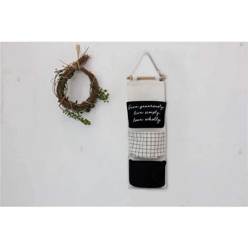 Rynx | 60*20cm Cotton Letters Printed Hanging Organizer for Cosmetic Items Foldable Storage Bag Home Storage & Organization