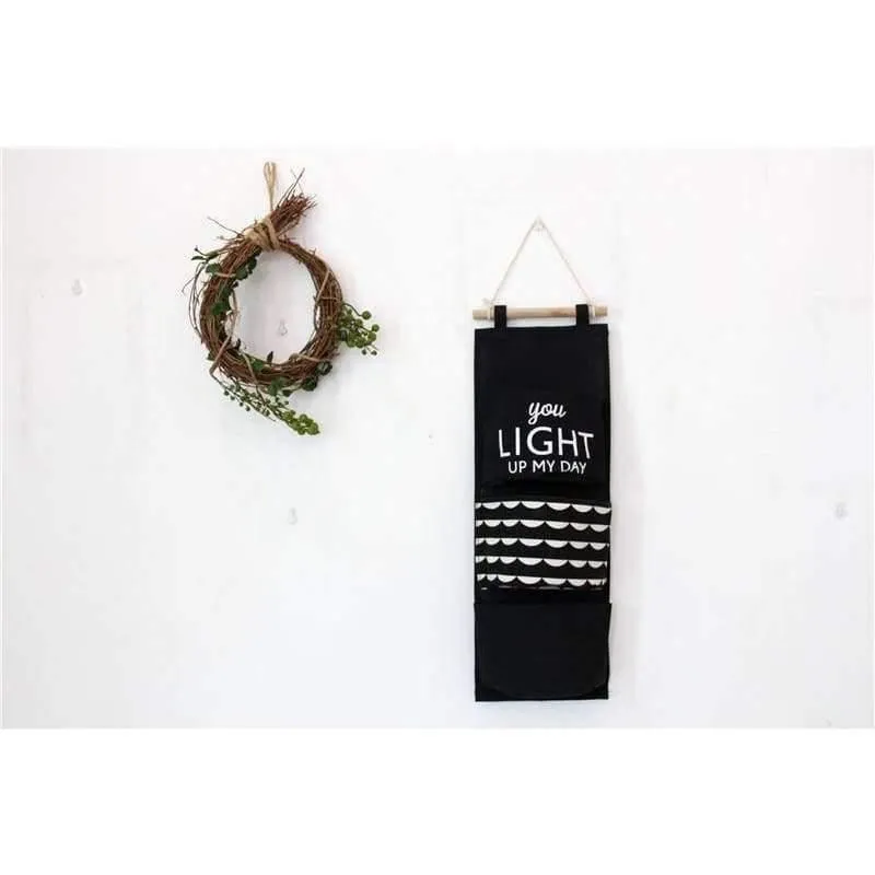 Rynx | 60*20cm Cotton Letters Printed Hanging Organizer for Cosmetic Items Foldable Storage Bag Home Storage & Organization