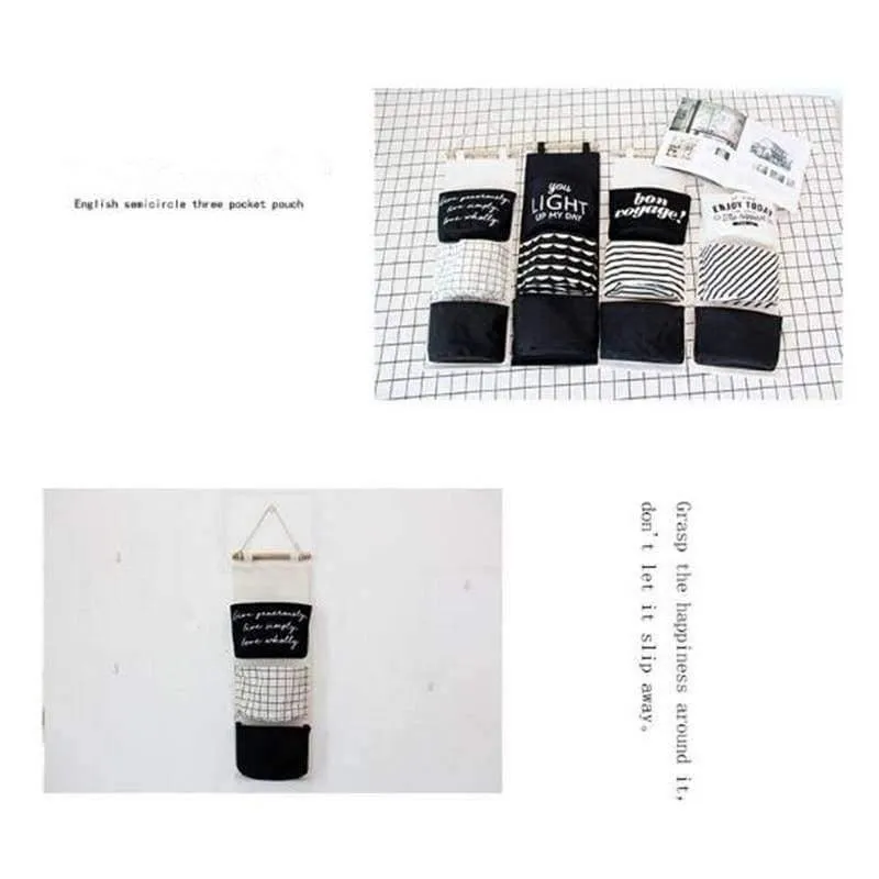 Rynx | 60*20cm Cotton Letters Printed Hanging Organizer for Cosmetic Items Foldable Storage Bag Home Storage & Organization