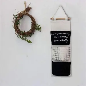 Rynx | 60*20cm Cotton Letters Printed Hanging Organizer for Cosmetic Items Foldable Storage Bag Home Storage & Organization