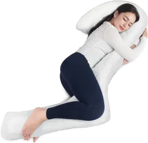 SAHEYER Body Pillow for Side Sleepers, 68 Inch Long Body Pillow Memory Foam Body Pillow with Cover, 3-Shaped Full Body Pillow Support Pregnancy - for Back, HIPS, Legs, Belly for Adults (White)