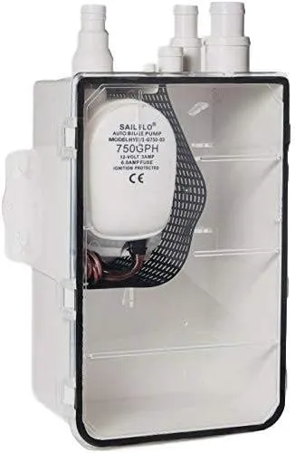 Sailflo Boat Marine Shower Sump Pump Drain Kit System - 12v - 750 GPH - Multi-port Inlet