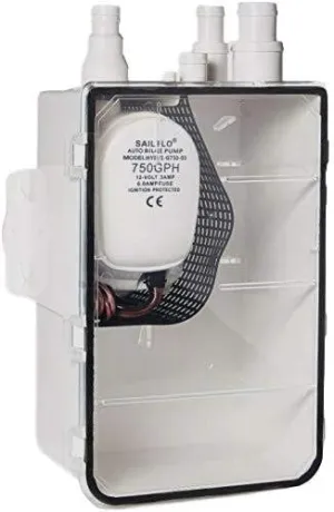 Sailflo Boat Marine Shower Sump Pump Drain Kit System - 12v - 750 GPH - Multi-port Inlet