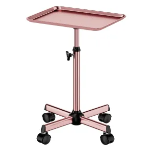 Salon Tray Cart Rolling Tray Spa Tray,Tattoo Tray Dental Tray Height Adjustable,Salon Tray on Wheels Premium Metal Rolling Trolley,Rose Gold