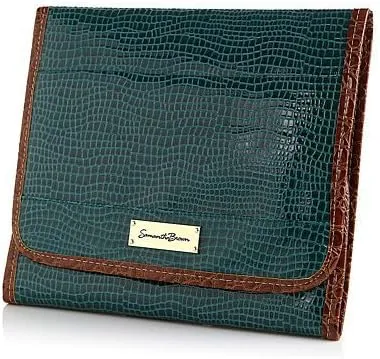 SAMANTHA BROWN Croco Embossed First Class Hanging Organizer Bag ~ SEA GLASS GREEN