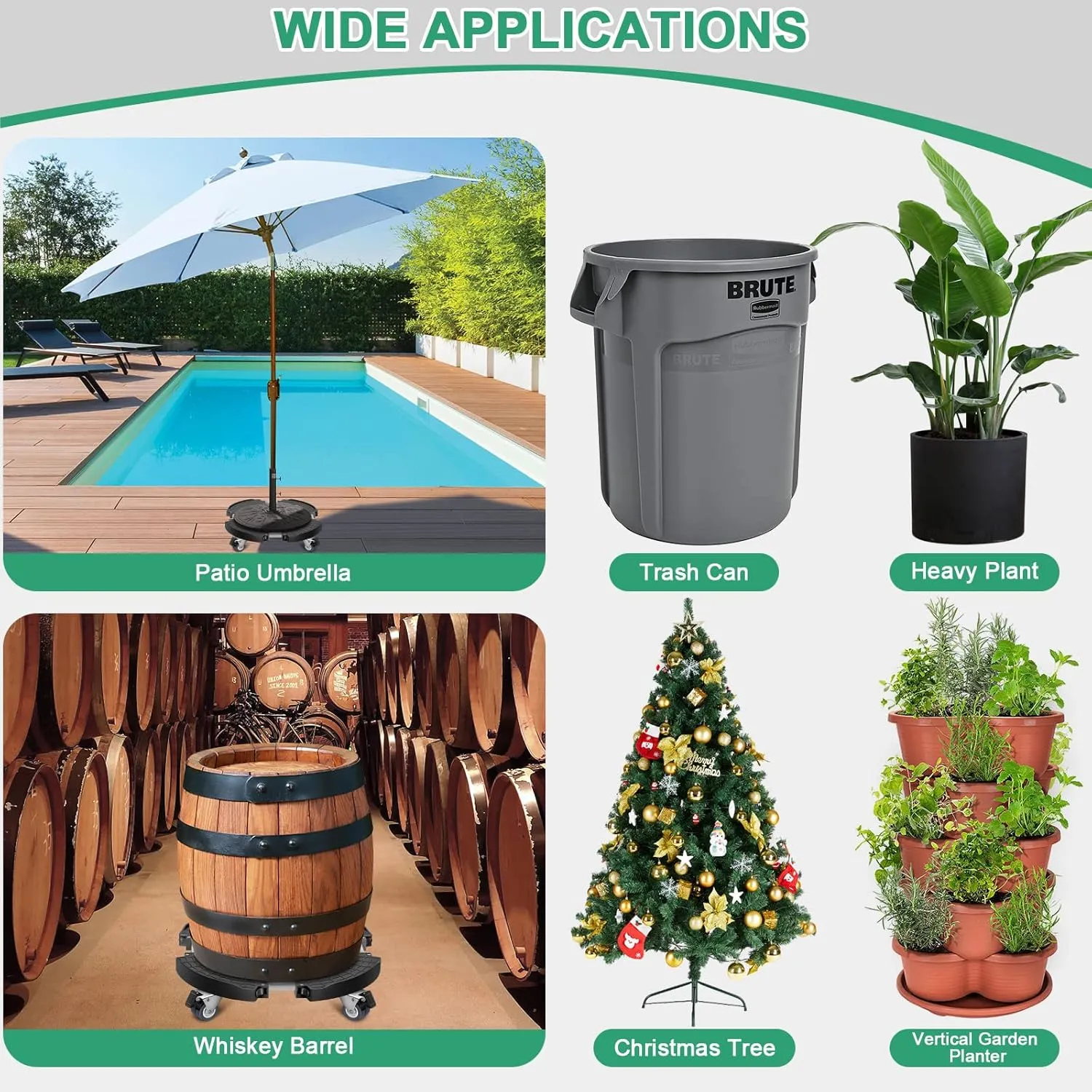 sanyi Plant Caddy with Wheels Heavy Duty, 15-21" Adjustable Plant Stand with Wheels, Large Plant Dolly Cart for Vertical Garden Tower, Vertical Planters, Patio Umbrella Base, Plant Pots, Trash Can
