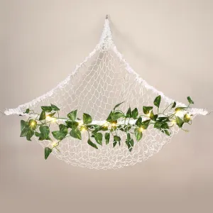 SATINIOR 2 Pcs Stuffed Animal Toy Storage Hammock with Artificial Ivy LED Garland Corner Hanging Organizer Decorations Stuffed Plush Net for Home Decor
