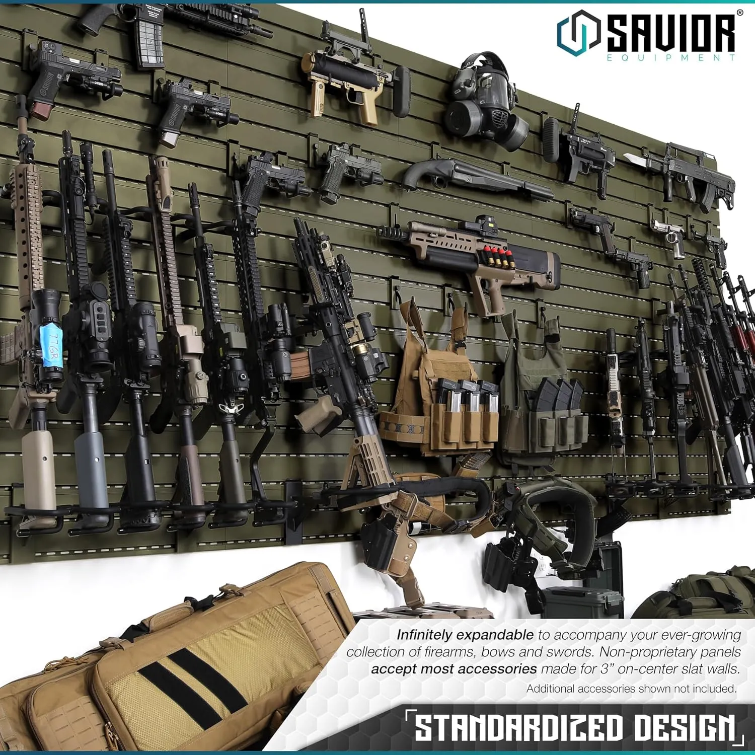 Savior Equipment Wall Rack System Heavy-Duty Steel Tactical Rifle Carbine Shotgun Handgun Storage Wall Mount, Modular Firearms Gun Wall Gear Accessories Organizer, Holds up to 6 Rifles & 6 Pistols