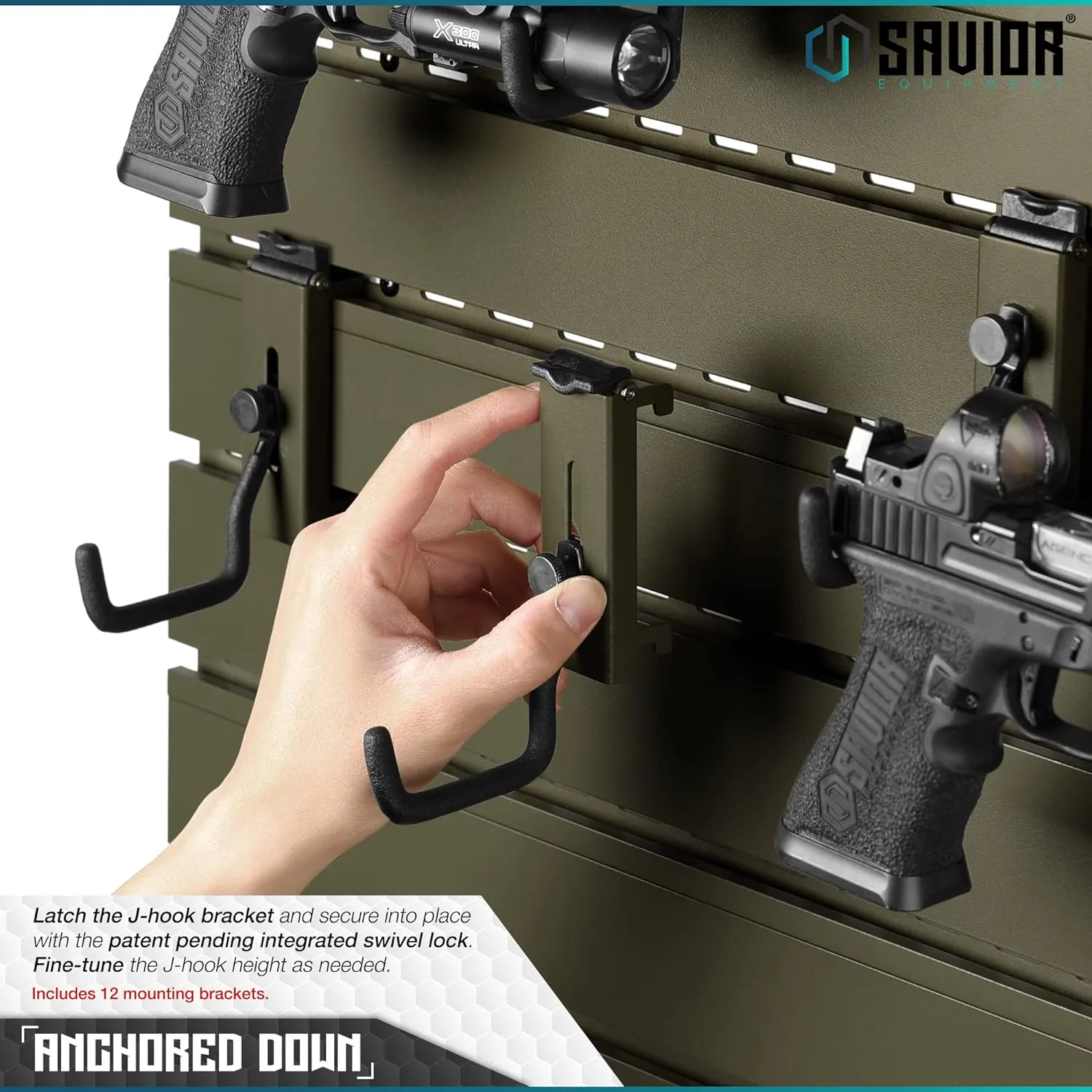 Savior Equipment Wall Rack System Heavy-Duty Steel Tactical Rifle Carbine Shotgun Handgun Storage Wall Mount, Modular Firearms Gun Wall Gear Accessories Organizer, Holds up to 6 Rifles & 6 Pistols