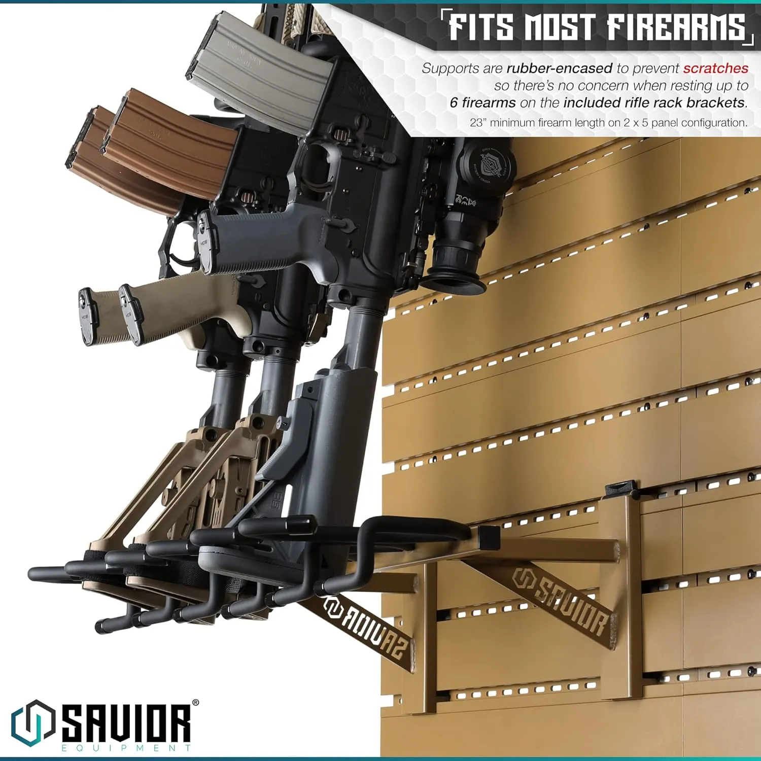 Savior Equipment Wall Rack System Heavy-Duty Steel Tactical Rifle Carbine Shotgun Handgun Storage Wall Mount, Modular Firearms Gun Wall Gear Accessories Organizer, Holds up to 6 Rifles & 6 Pistols
