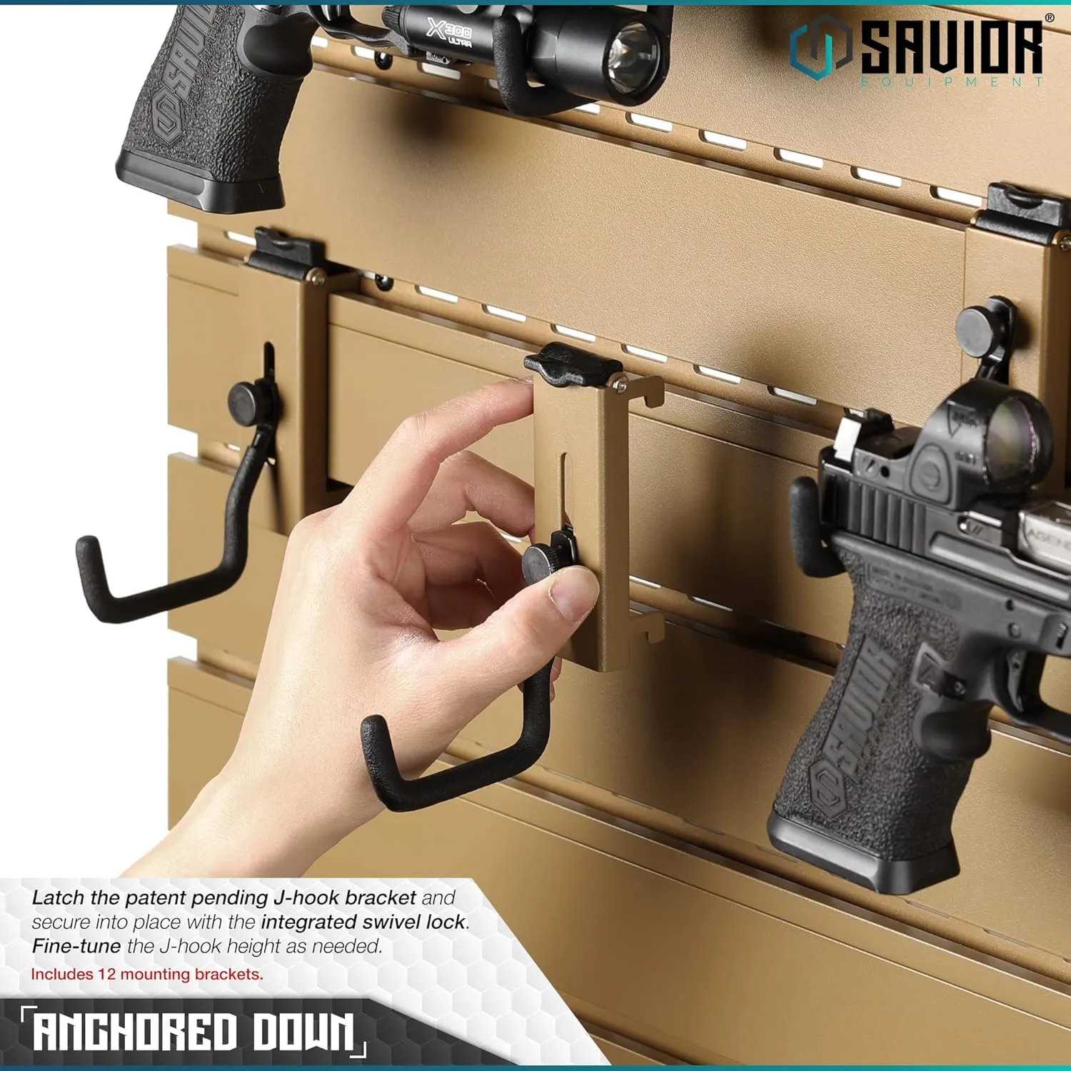 Savior Equipment Wall Rack System Heavy-Duty Steel Tactical Rifle Carbine Shotgun Handgun Storage Wall Mount, Modular Firearms Gun Wall Gear Accessories Organizer, Holds up to 6 Rifles & 6 Pistols