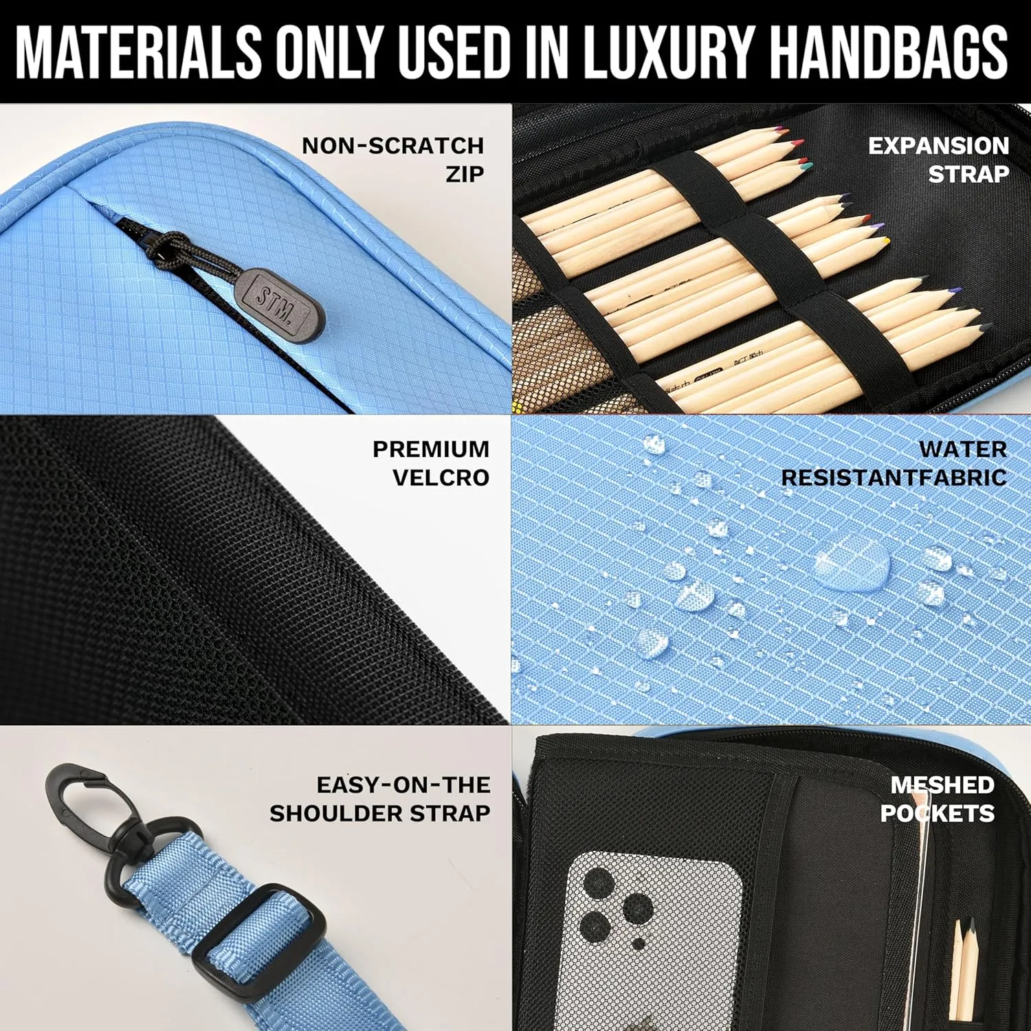 Scribbles That Matter - B5 Pencil Case Pouch   Journal Organizer - Large capacity Kawaii Pencil Pouch, Pen Case, Marker Case, Journal Pouch Zippered Pocket Adjustable Shoulder Strap (8.5 x 12.5)