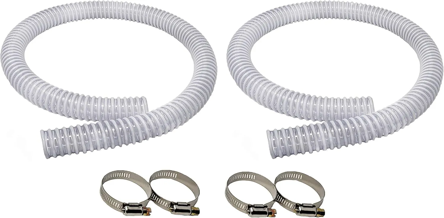 Sealproof 1.25 x 59 Inch Pool Filter Pump Connection Hose for 1-1/4 (32mm) Intex Systems and Above Ground Pools, Premium Quality Kinkproof PVC, Made in USA | Includes 4 Hose Clamps, 2-Pack