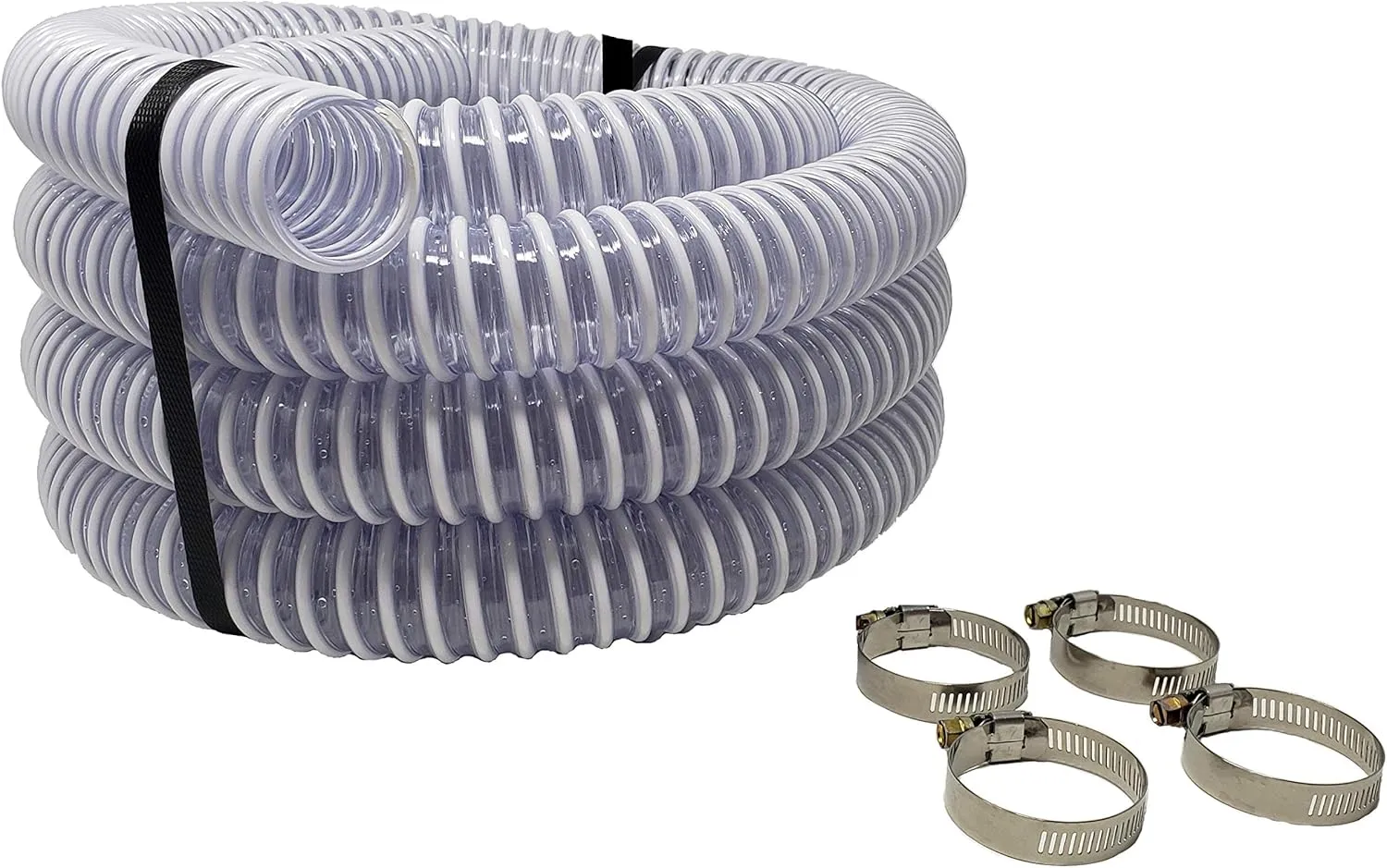 Sealproof 1.5" Pool Filter Pump Connection Hose for Above Ground Pools, 20 FT x 1-1/2 Inch Premium Quality Kinkproof PVC, Made in USA | Cut to Desired Length, Includes 4 Hose Clamps