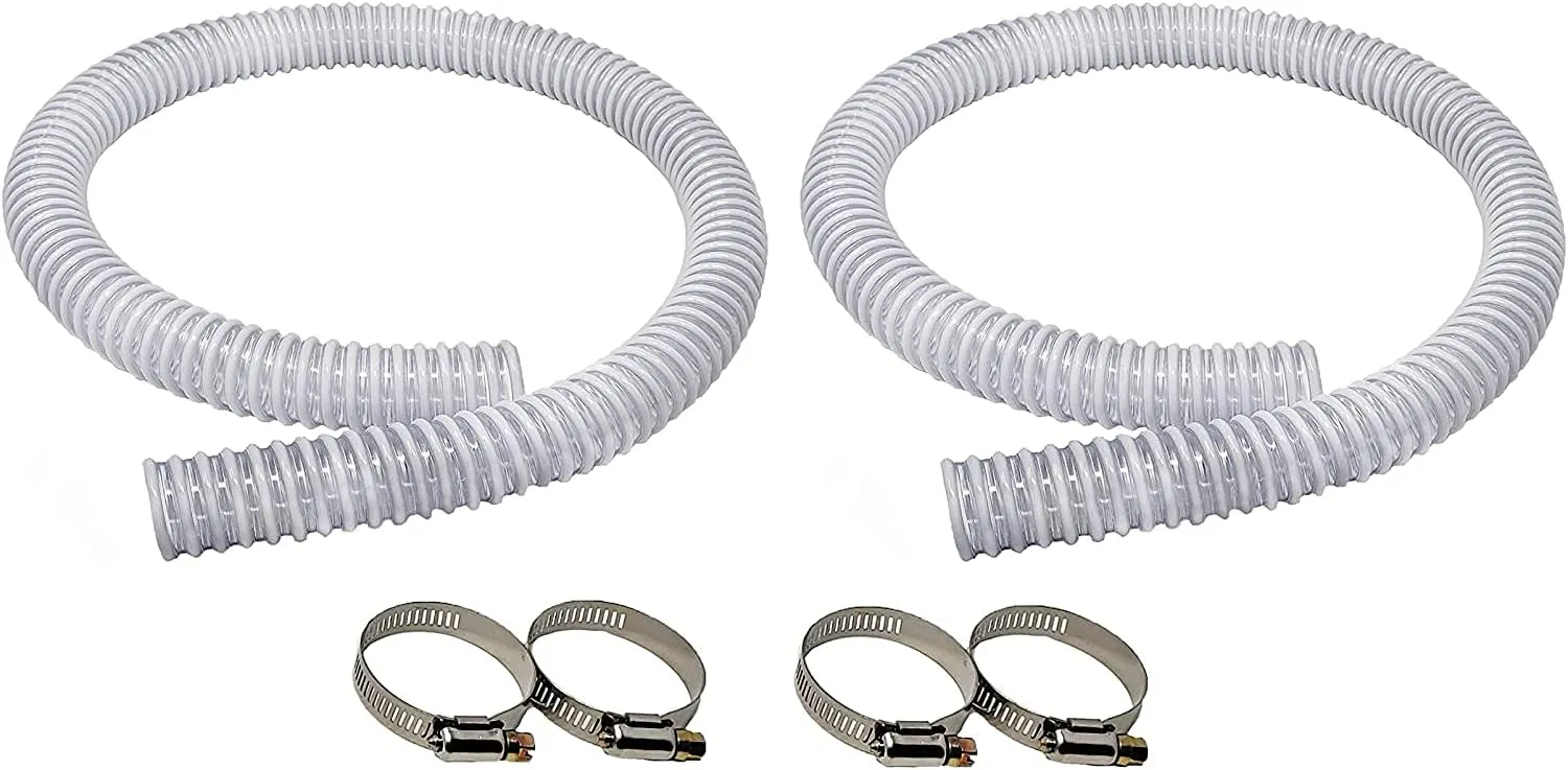 Sealproof 1.5" x 6 FT Pool Filter Pump Connection Hose for Above Ground Pools (2-Pack - 12 FT Total) 1-1/2 Inch Premium Kinkproof PVC Made in USA | Cut to Desired Length, with 4 Hose Clamps