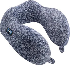 SEALY, Snag Fit Travel Pillow with Premium Memory Foam, Tailored Just for You with Contoured Support, The Ultimate Relaxation for Flights, Road Trips, and Your Home, Mixed Blue/Gray