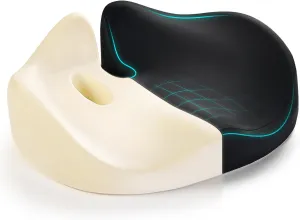 Seat Cushion for Office Chair, Memory Foam Sciatica Pain Relief Pillow, Seat Cushion for Hip, Tailbone, Coccyx Pain, Desk Chair Cushions for Office, Gaming, Car, Wheelchair