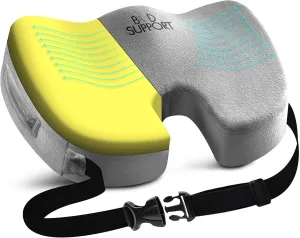 Seat Cushion with Straps - Seat Cushions for Office Chairs, Car Seat Cushion for Tailbone Pain Relief Cushion Design to Relieve Sciatica Coccyx Design from Prolonged Sitting (Grey)