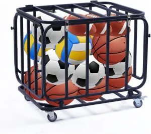 Secure & Mobile Heavy-Duty Steel Ball Storage Cart - Lockable Lid! Ideal for Gyms, Schools, Sports Centers - Indoor & Outdoor All-Sport Equipment Organizer on Wheels