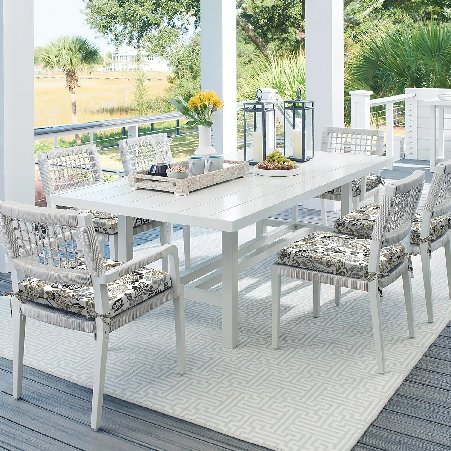 Set of 2 Outdoor Square Chair Cushions 18.5"x16"x2" for Patio, Water Resistant Patio Dining Seat Pads Replacement for Kitchen Garden and Outdoor Furniture Decoration - Dailey Tan