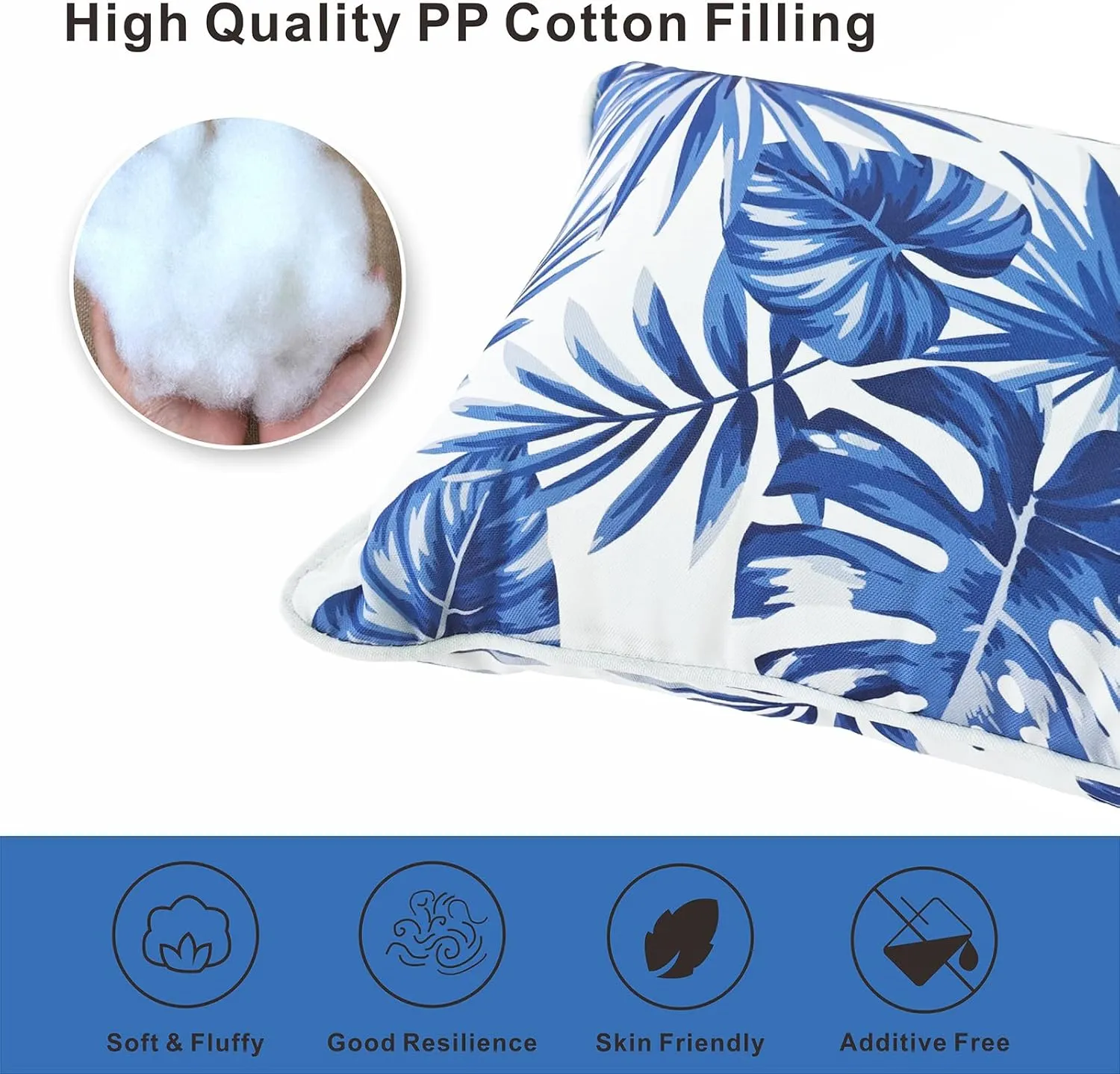 Set of 2 Patio Lumbar Pillows, 12”x20” Fade Resistant Outdoor Waterproof Lumbar Pillow with Inners, Decorative Garden Lumbar Cushions for Home Patio Terrace Sofa Use