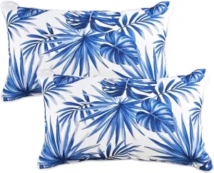 Set of 2 Patio Lumbar Pillows, 12”x20” Fade Resistant Outdoor Waterproof Lumbar Pillow with Inners, Decorative Garden Lumbar Cushions for Home Patio Terrace Sofa Use