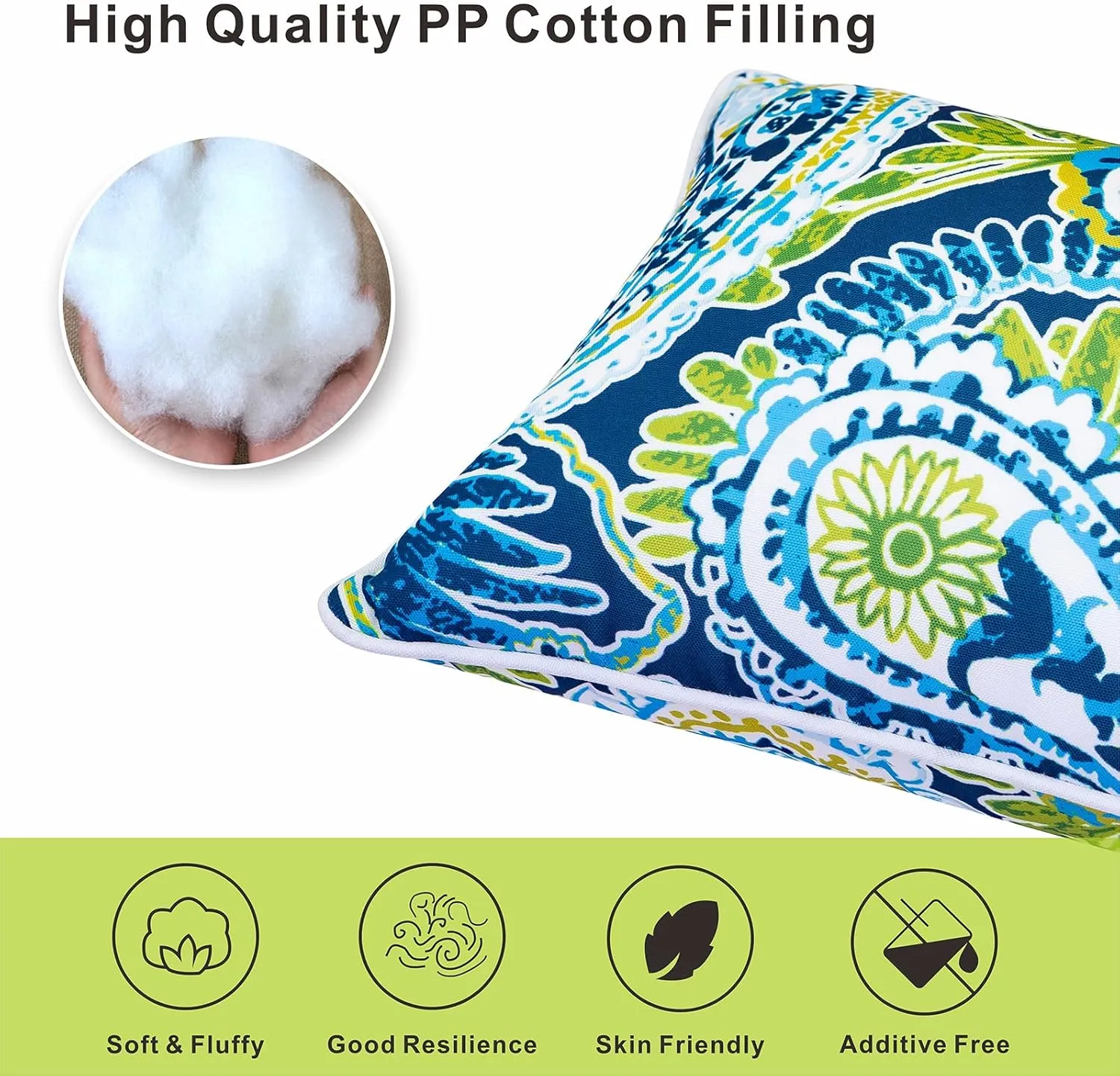 Set of 2 Patio Lumbar Pillows, 12”x20” Fade Resistant Outdoor Waterproof Lumbar Pillow with Inners, Decorative Garden Lumbar Cushions for Home Patio Terrace Sofa