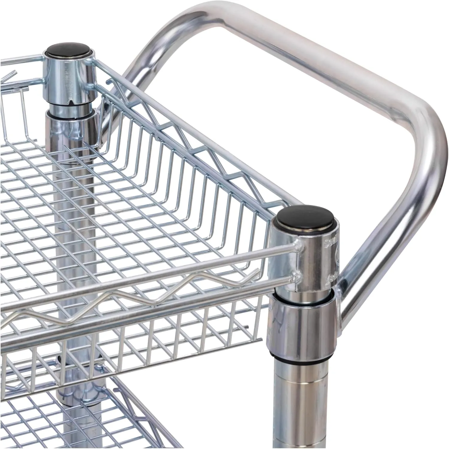 Seville Classics UltraDurable NSF Commercial Heavy Duty Metal Rolling Utility Cart, w/ Steel Shelves, Handle Bar for Restaurant, Garage, Warehouse, Kitchen, Office, Deep Top Basket (34.75"W x 18.25"D)