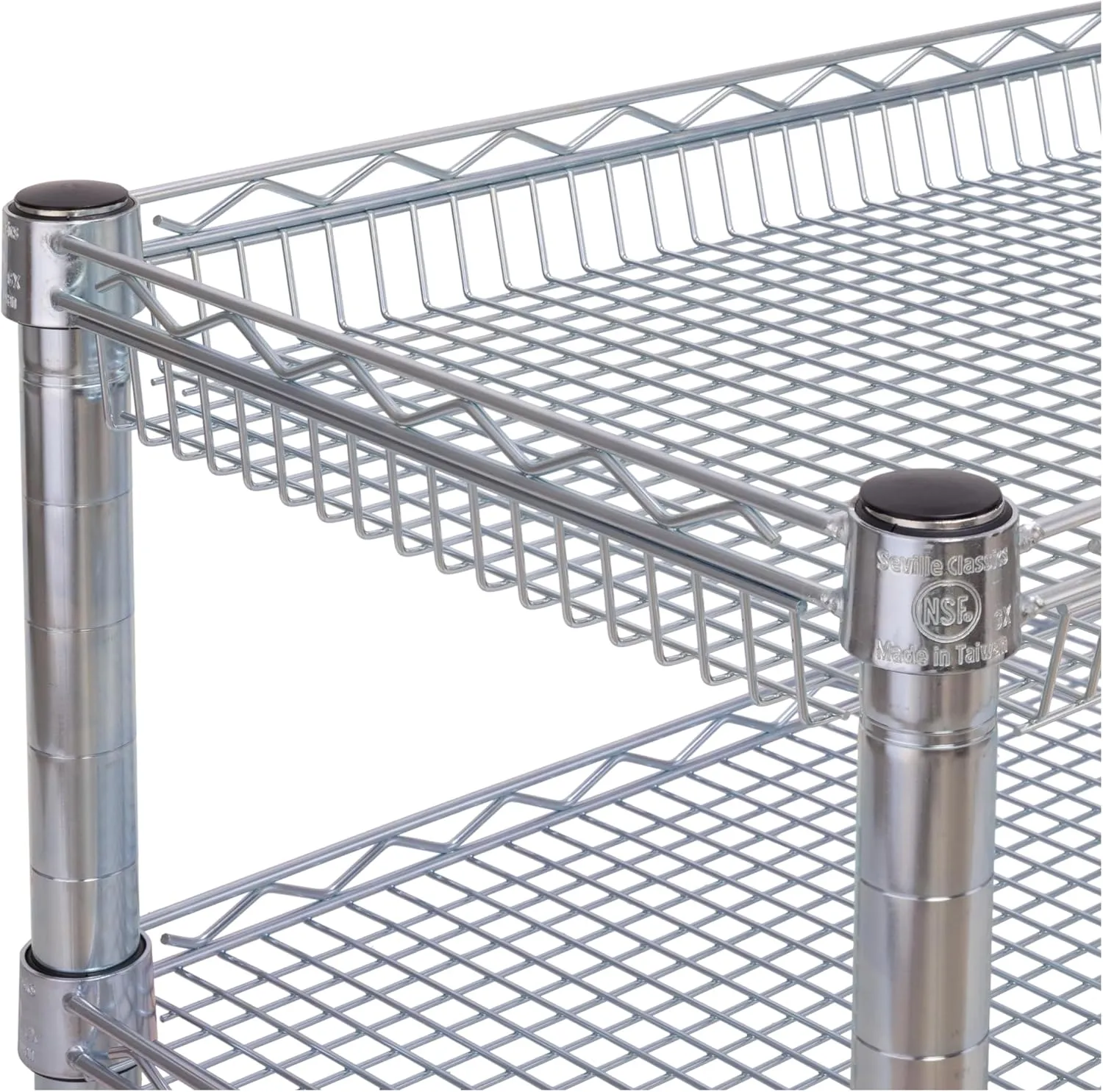 Seville Classics UltraDurable NSF Commercial Heavy Duty Metal Rolling Utility Cart, w/ Steel Shelves, Handle Bar for Restaurant, Garage, Warehouse, Kitchen, Office, Deep Top Basket (34.75"W x 18.25"D)